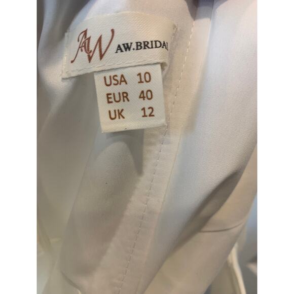 Copied - AW Bridal Wm's white Halter V Twist Chiffon Wedding Dress Sz 10 NWOT - Picture 6 of 7